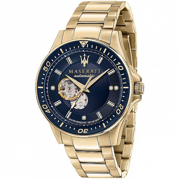 Мъжки часовник Maserati R8823140004 Sfida Gold Diamonds Automatic