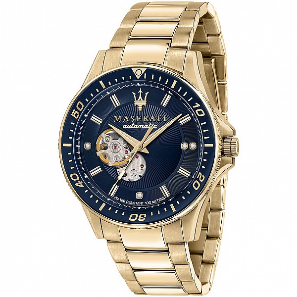 Мъжки часовник Maserati R8823140004 Sfida Gold Diamonds Automatic